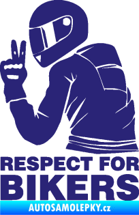 Samolepka Motorkář 004 respect for bikers nápis střední modrá