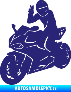 Samolepka Motorkář 006 levá střední modrá