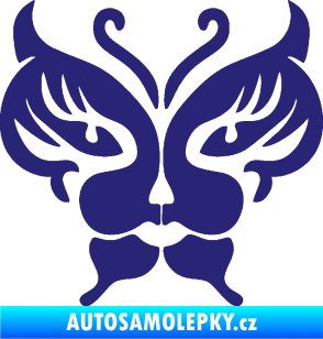 Samolepka Motýl 016 kočičí obličej střední modrá