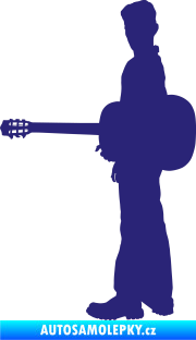 Samolepka Music 003 levá hráč na kytaru střední modrá