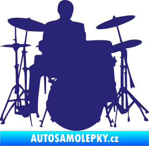 Samolepka Music 009 pravá hráč na bicí střední modrá