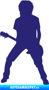 Samolepka Music 010 levá rocker s kytarou střední modrá
