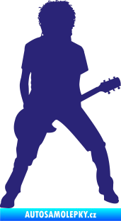 Samolepka Music 010 pravá rocker s kytarou střední modrá