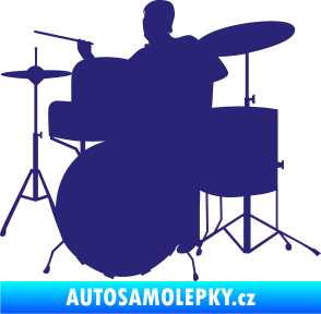 Samolepka Music 011 levá hráč na bicí střední modrá