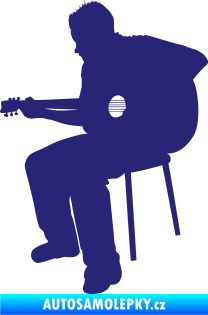 Samolepka Music 012 levá  kytarista střední modrá