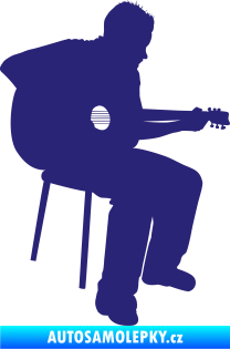 Samolepka Music 012 pravá  kytarista střední modrá