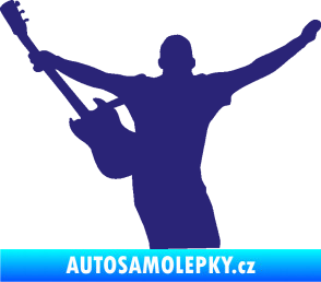 Samolepka Music 024 levá kytarista rocker střední modrá