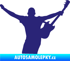Samolepka Music 024 pravá kytarista rocker střední modrá