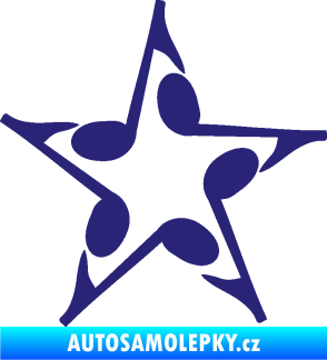Samolepka Music hvězda z not střední modrá
