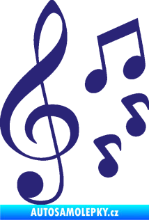 Samolepka Music noty a houslový klíč 002 střední modrá