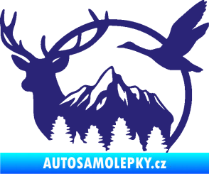 Samolepka Myslivost 002 levá lesní zvěř střední modrá