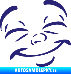 Samolepka Obličej 004 pravá šťastný střední modrá