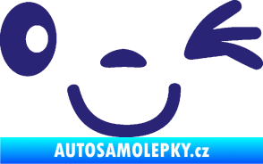 Samolepka Obličej 008 pravá mrkající střední modrá