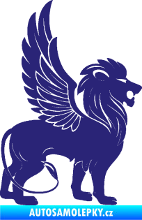 Samolepka Okřídlený lev 001 pravá mytické zvíře střední modrá