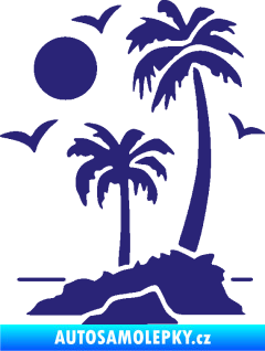 Samolepka Ostrov 002 levá palmy a moře střední modrá