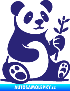 Samolepka Panda 011 pravá s bambusovou větvičkou střední modrá