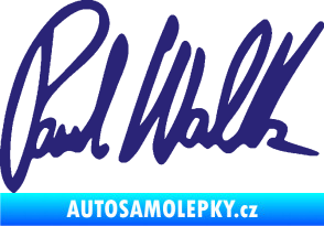 Samolepka Paul Walker 002 podpis střední modrá