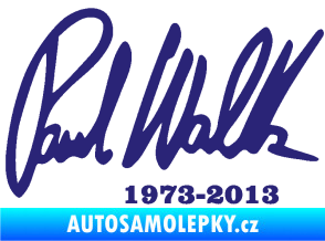 Samolepka Paul Walker 003 podpis a datum střední modrá