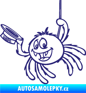 Samolepka Pavouk 022 levá s kloboučkem střední modrá