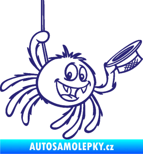 Samolepka Pavouk 022 pravá s kloboučkem střední modrá
