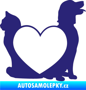 Samolepka Pejsek a kočička love pravá střední modrá