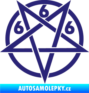 Samolepka Pentagram 666 střední modrá