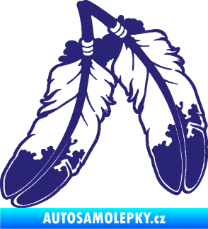 Samolepka Peříčka 003 levá indiánský motiv střední modrá