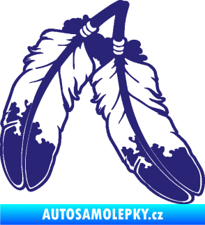 Samolepka Peříčka 003 pravá indiánský motiv střední modrá