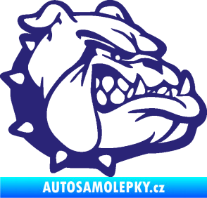 Samolepka Pes 174 pravá rozzuřený buldok střední modrá