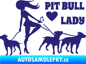 Samolepka Pit Bull lady pravá střední modrá