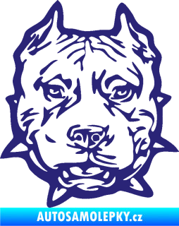 Samolepka Pitbull hlava 003 pravá střední modrá