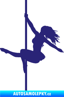 Samolepka Pole dance 001 levá tanec na tyči střední modrá