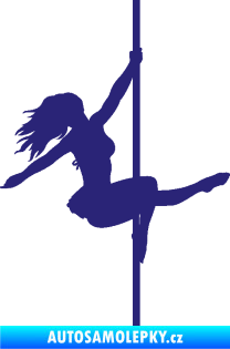 Samolepka Pole dance 001 pravá tanec na tyči střední modrá