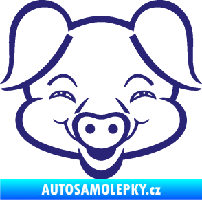 Samolepka Prase 003 veselý čuník střední modrá