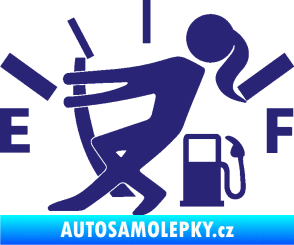 Samolepka Prázdná nádrž 002 palivoměr, varianta s ženou střední modrá