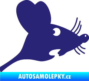 Samolepka Překvapená myš pravá střední modrá