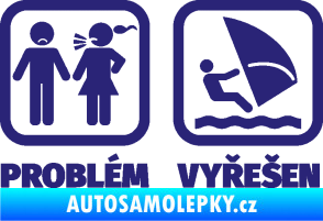 Samolepka Problém? Vyřešen 009 plachtění střední modrá