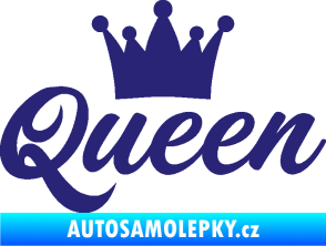 Samolepka Queen nápis s korunou střední modrá