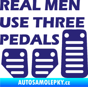 Samolepka Real men use three pedals střední modrá