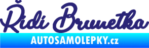 Samolepka Řídí brunetka nápis střední modrá