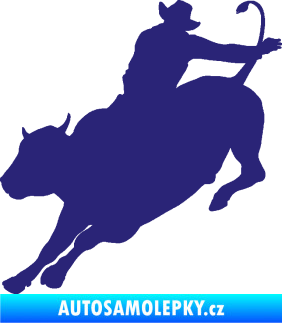 Samolepka Rodeo 001 levá  kovboj s býkem střední modrá