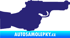Samolepka Ruka s pistolí 001 pravá ruce vzhůru střední modrá