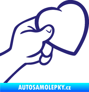 Samolepka Ruka se srdíčkem pravá střední modrá