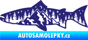 Samolepka Ryba 021 levá noční rybaření střední modrá
