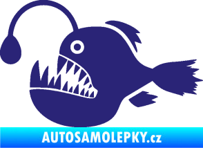 Samolepka Ryba 022 levá mořský ďas s lampičkou střední modrá