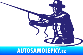 Samolepka Rybář 015 levá s udicí střední modrá