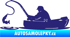 Samolepka Rybář 017 levá rybolov v lodičce střední modrá