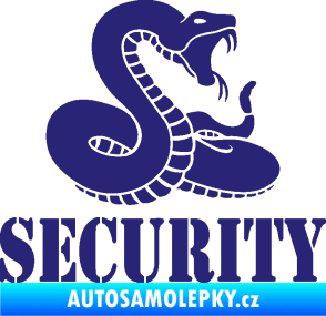 Samolepka Security hlídáno - pravá had střední modrá