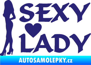 Samolepka Sexy lady nápis se ženou střední modrá