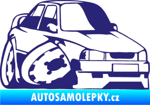 Samolepka Škoda 130 karikatura pravá střední modrá
